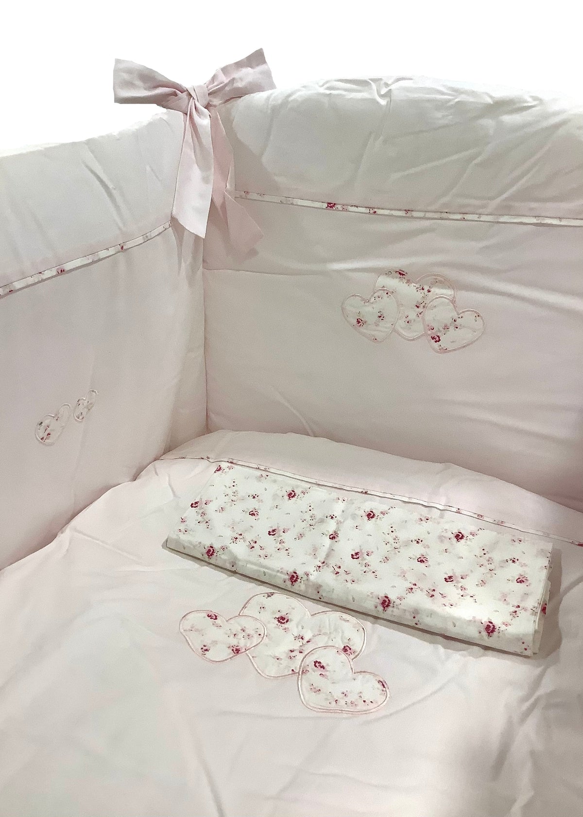 Pink Floral Printed Heart Bedding Set Bed Duvet