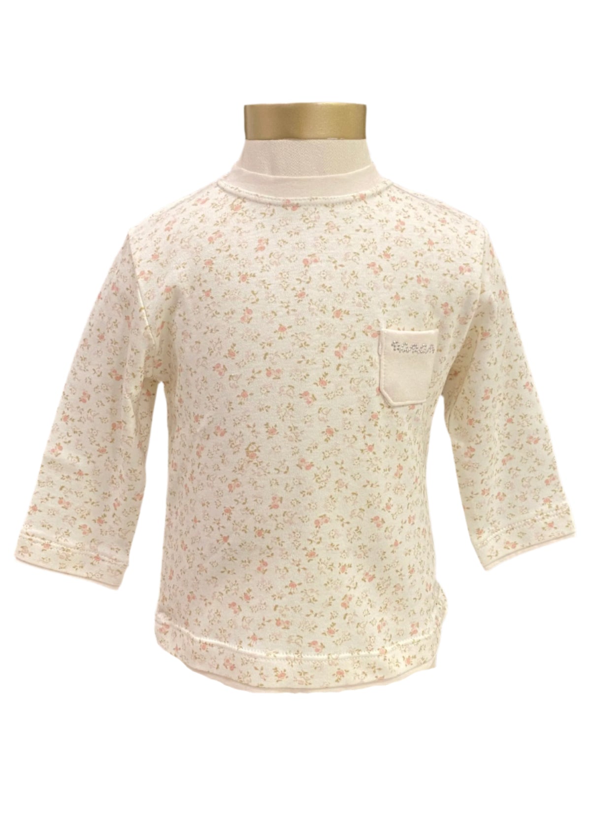 Ivory Pink Floral Printed Top Long Sleeve T-Shirt