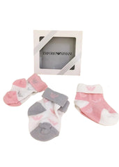 Gray White Pink Newborn Baby Socks