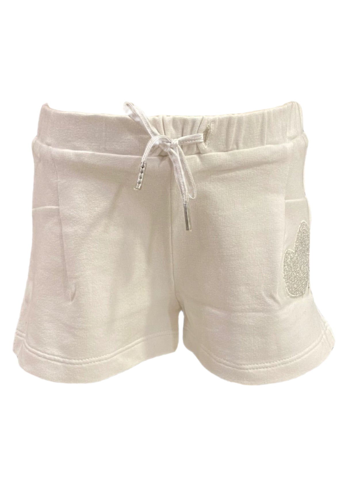 White Silver Soft White Shorts with Silver Heart Shorts