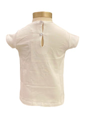 Silver White Flared Tee with 3 Hearts Short Sleeve T-Shirt