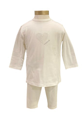 White Tee with Silver Heart Leggings Set