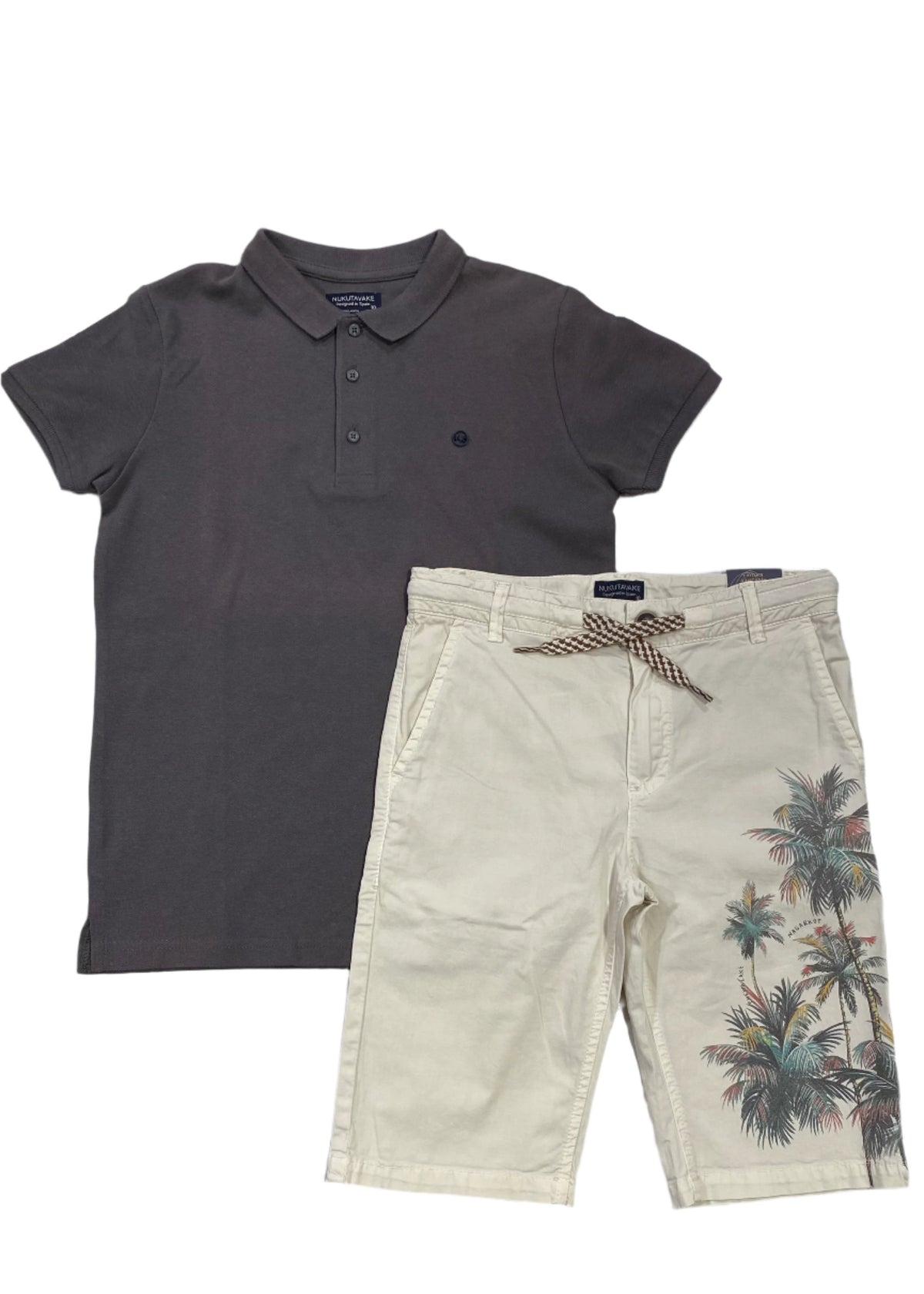 Dark Gray Polo Top and Short Set