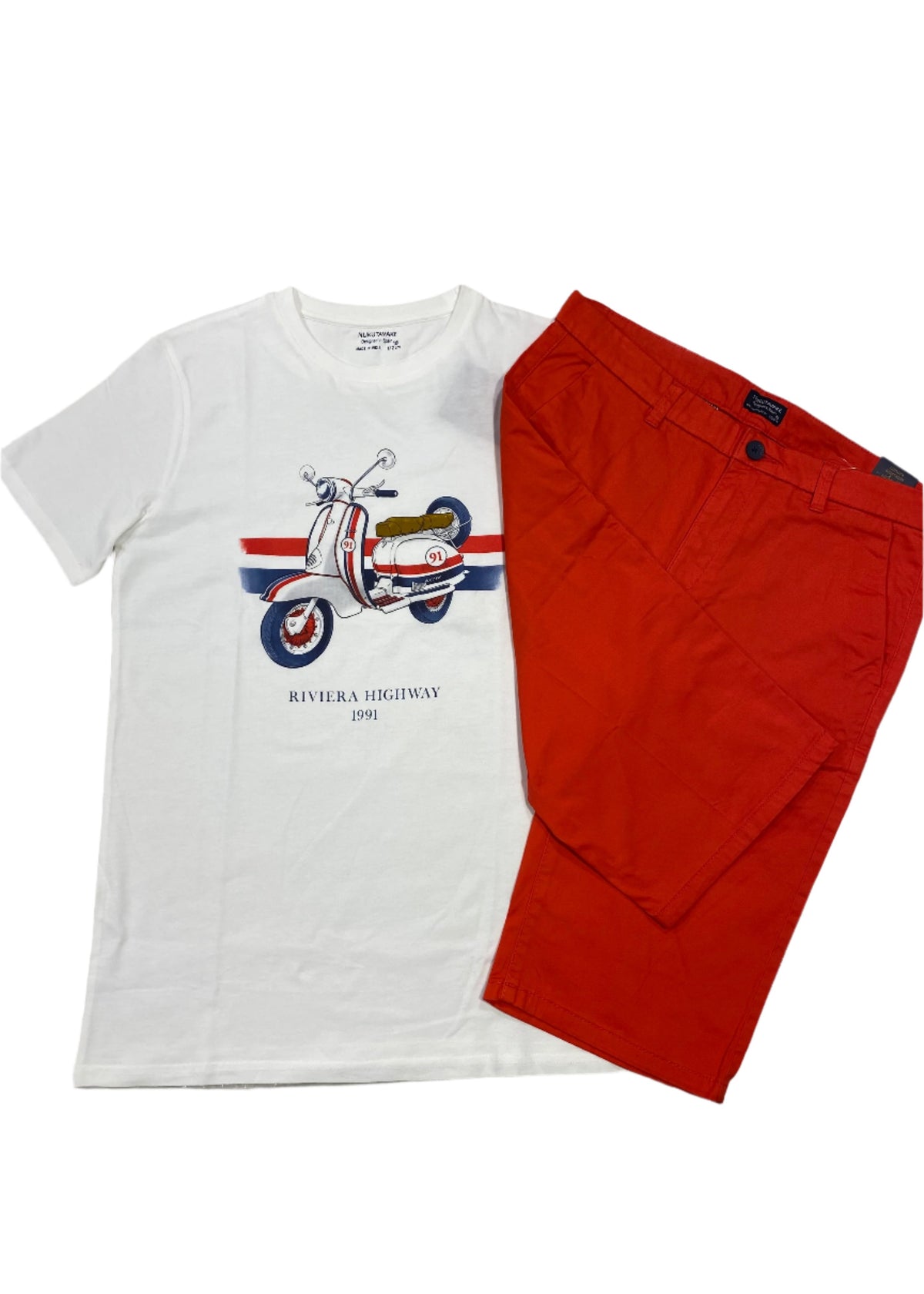 '91' Motorcycle Design Top and Short Set