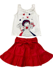 Heart Lovely Girls Print Top and Skirt Set