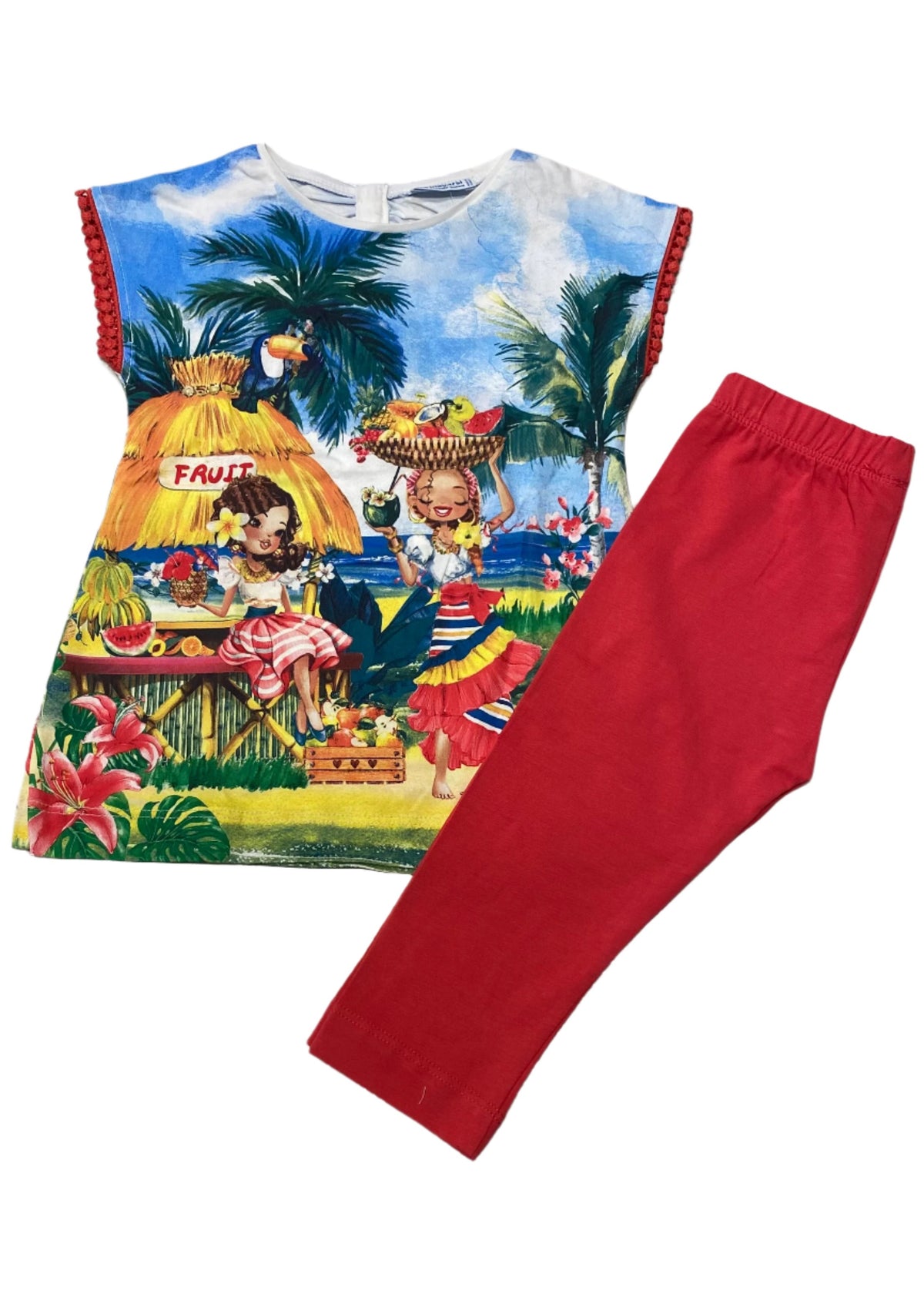 Hawaiian Beach Theme Top and Legging Set