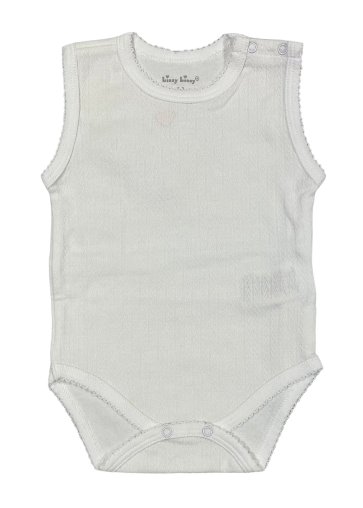 White Kissy Kissy Pointelle Sleeveless Bodyvest