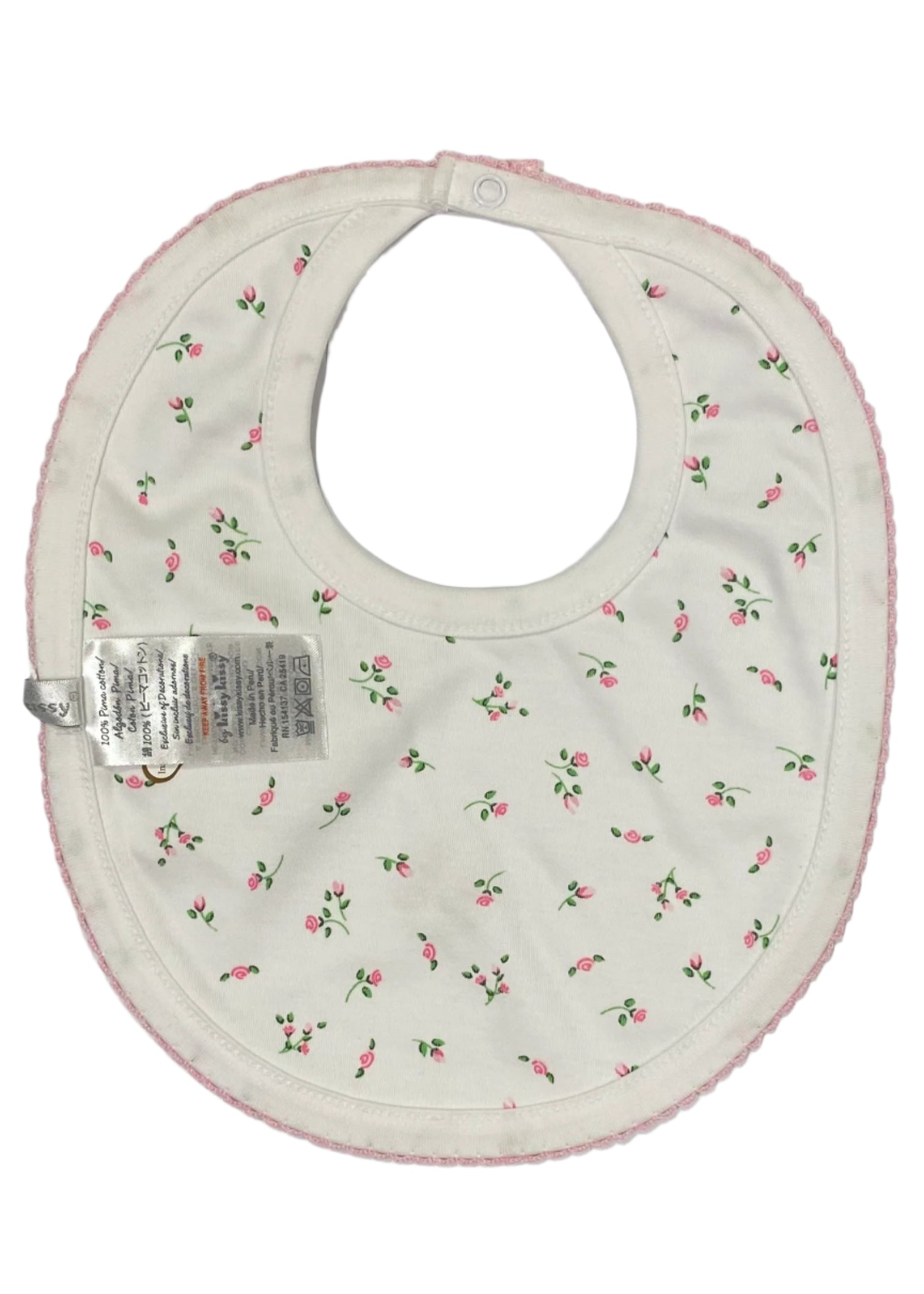 Embroidered Rose Flowers Print Bib