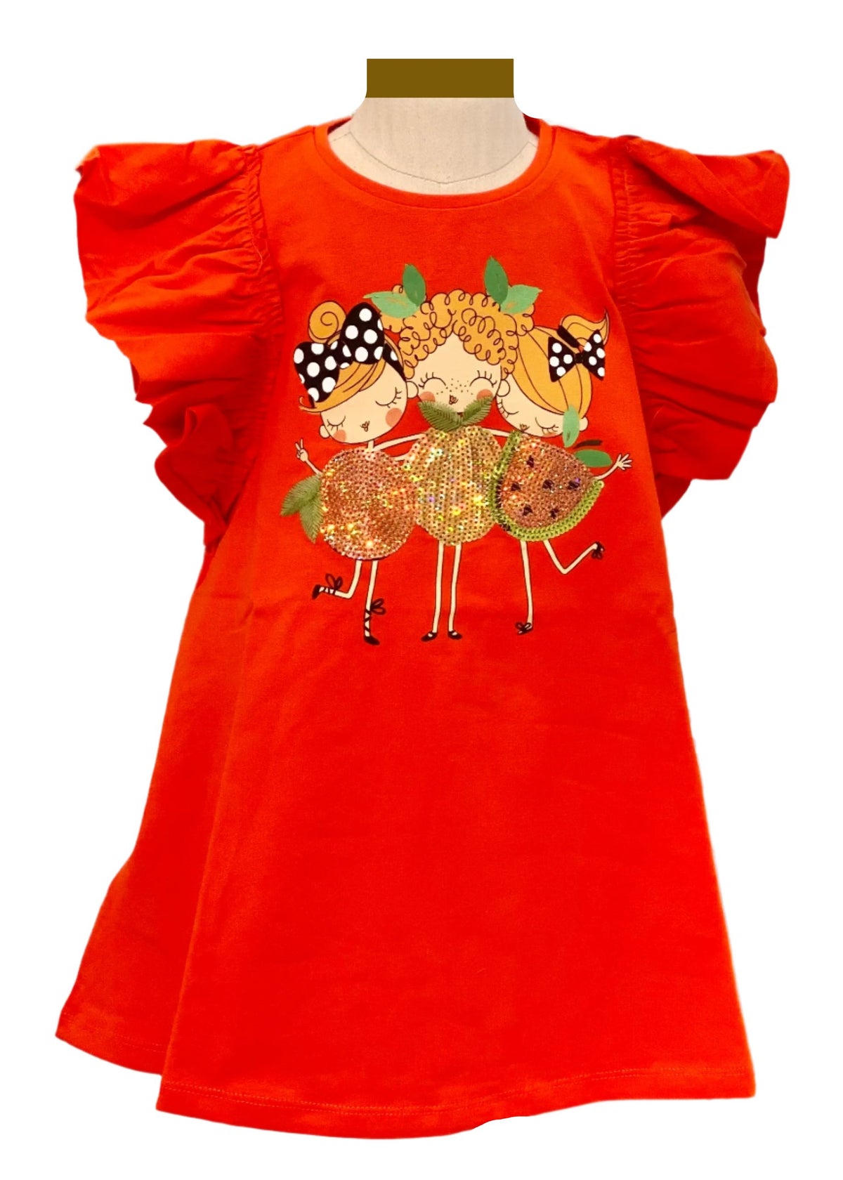 Fruit Ladies Print Cotton Dress