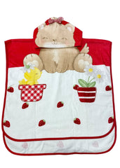 Puppy and Strawberry Print Hooded Towel