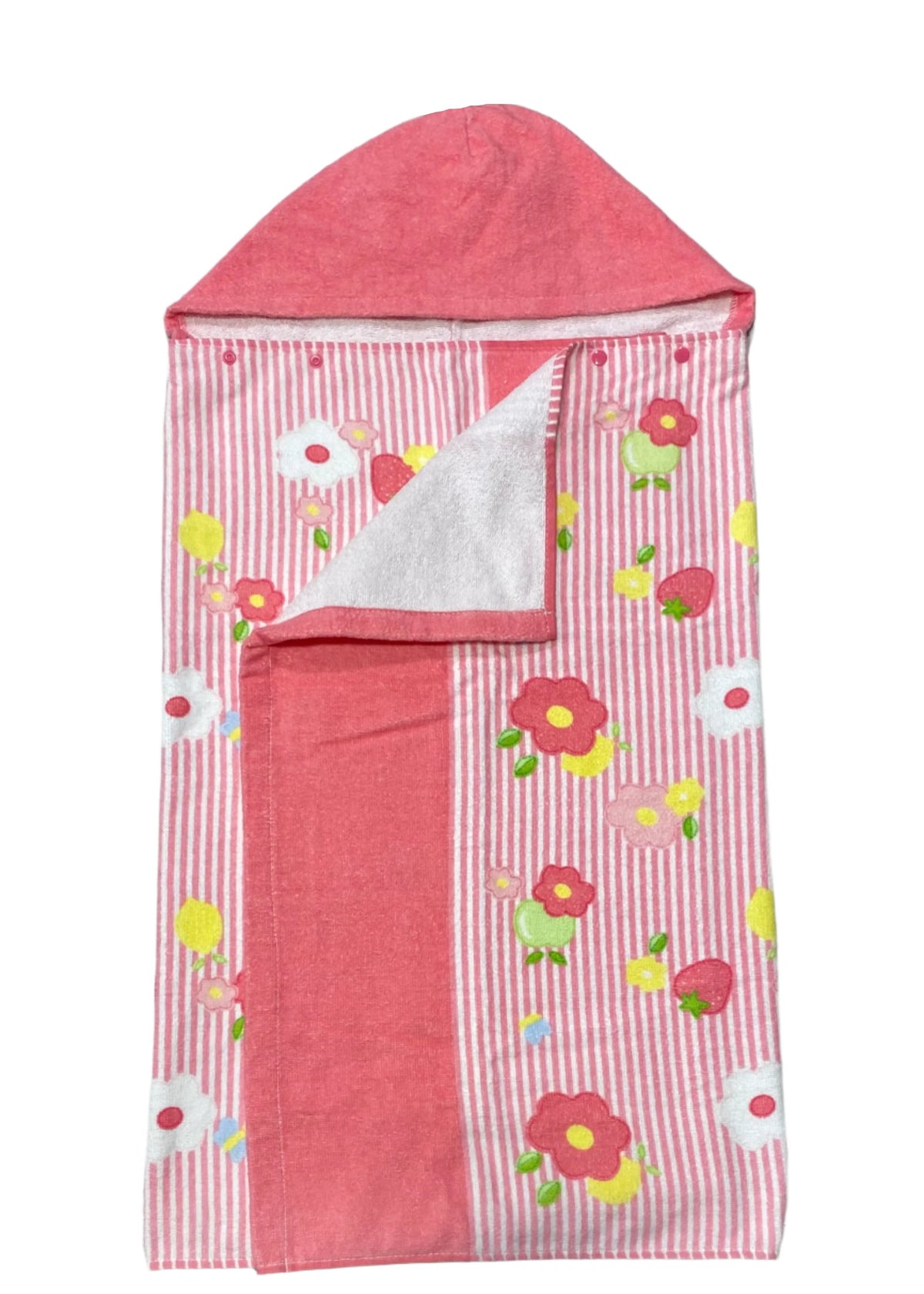 Fruit and Flower Print Stripe Hooded Towel