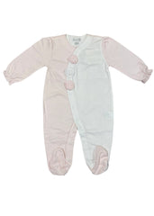 White Pink Three Rose Buds Footie Babygrow