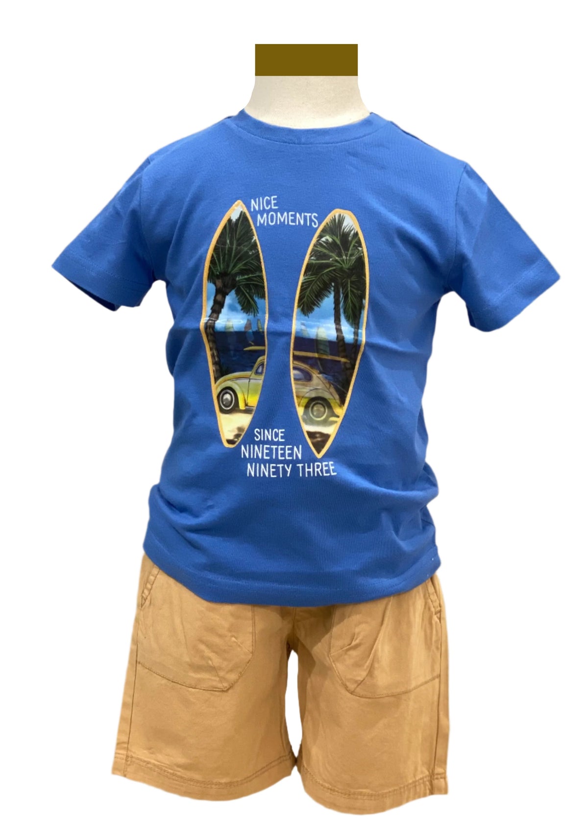 Surfboard Mirroring Beach Print Top and Short Set