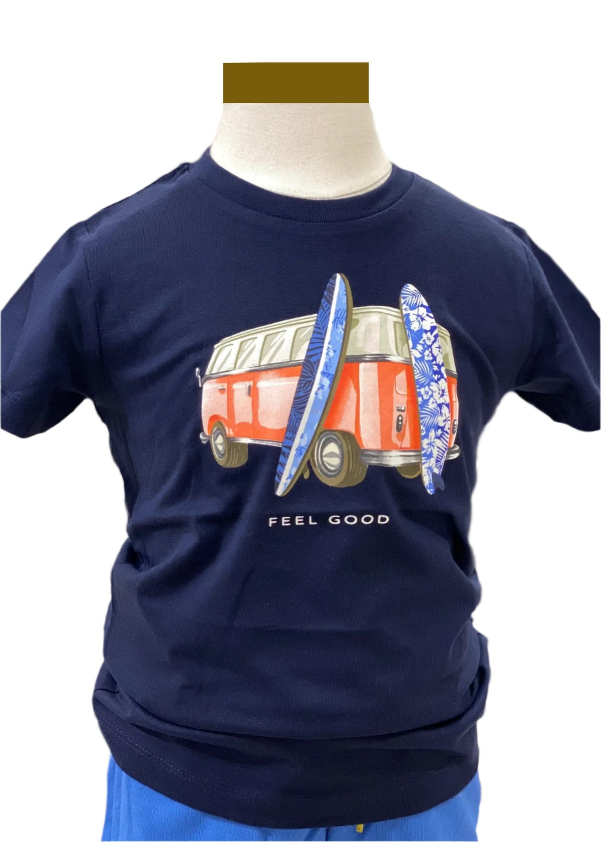 'Feel Good' Surf Board Bus Print T-Shirt