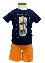 'Vibrations' Car Print Top and Short Set