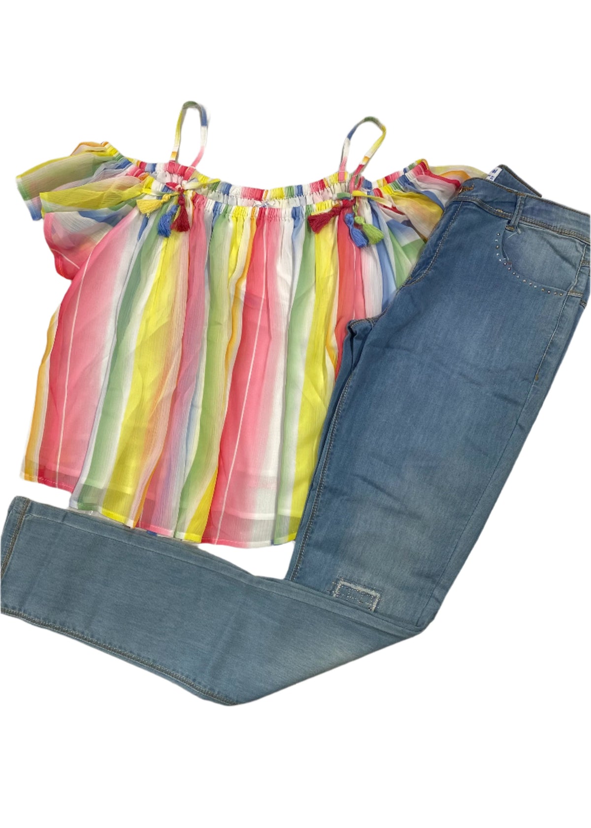 Rainbow Candy With Tassels Top and Pants Set