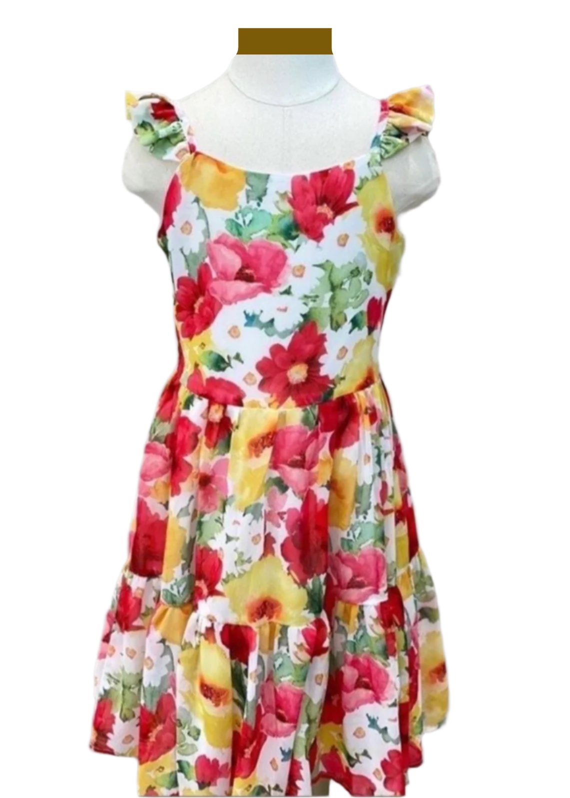 Red and Yellow Floral Dress