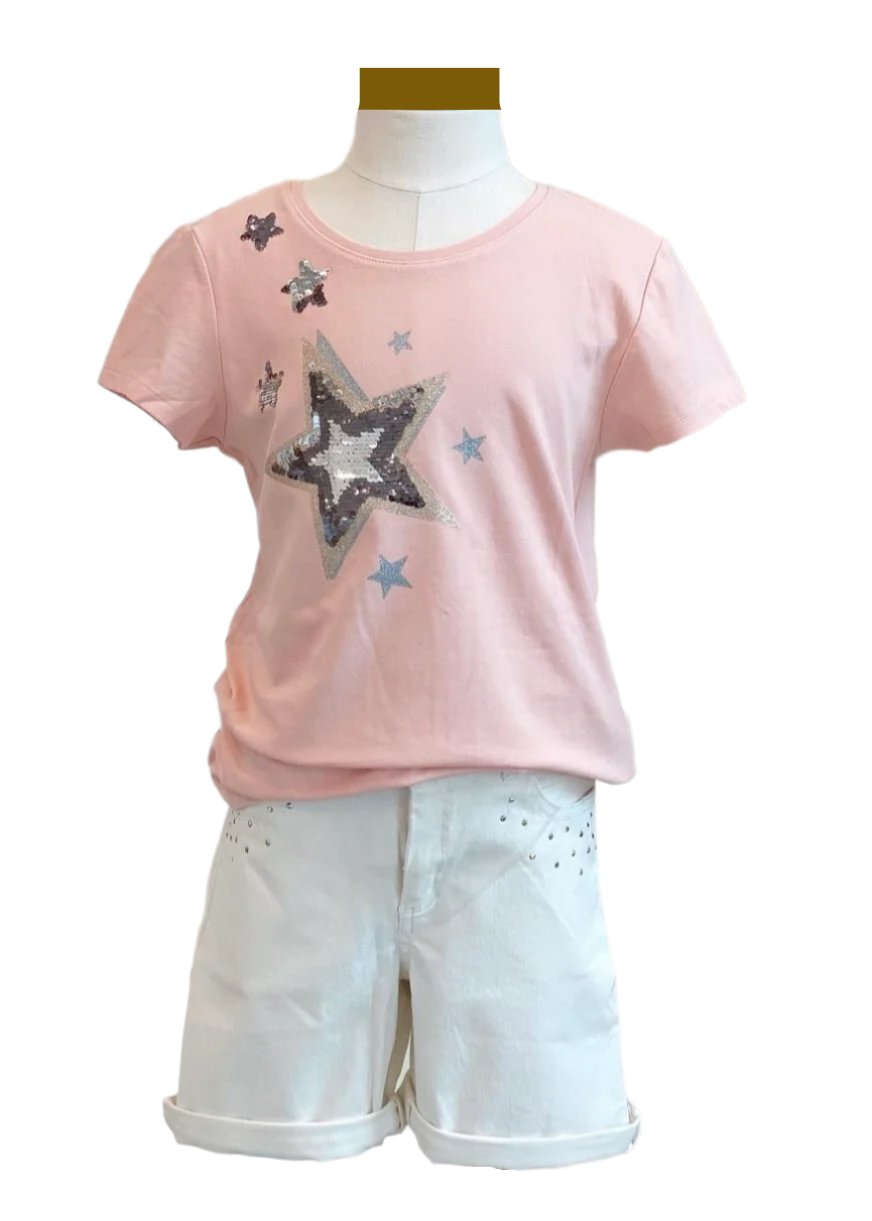 Reversible Sequins Stars Top and Short Set