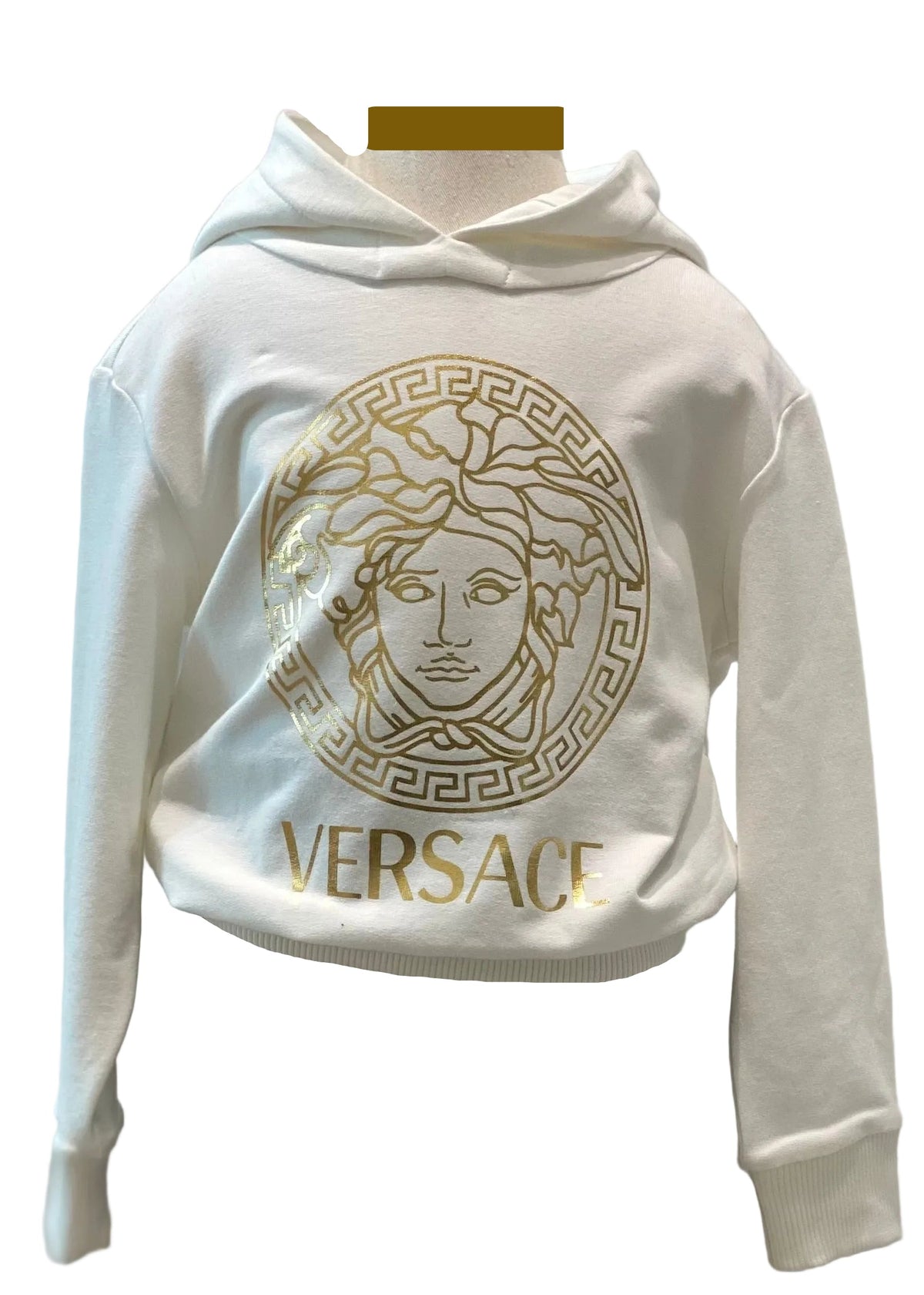 Young Versace Medusa Logo Cream Hooded Sweater