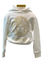 Young Versace Medusa Logo Cream Hooded Sweater