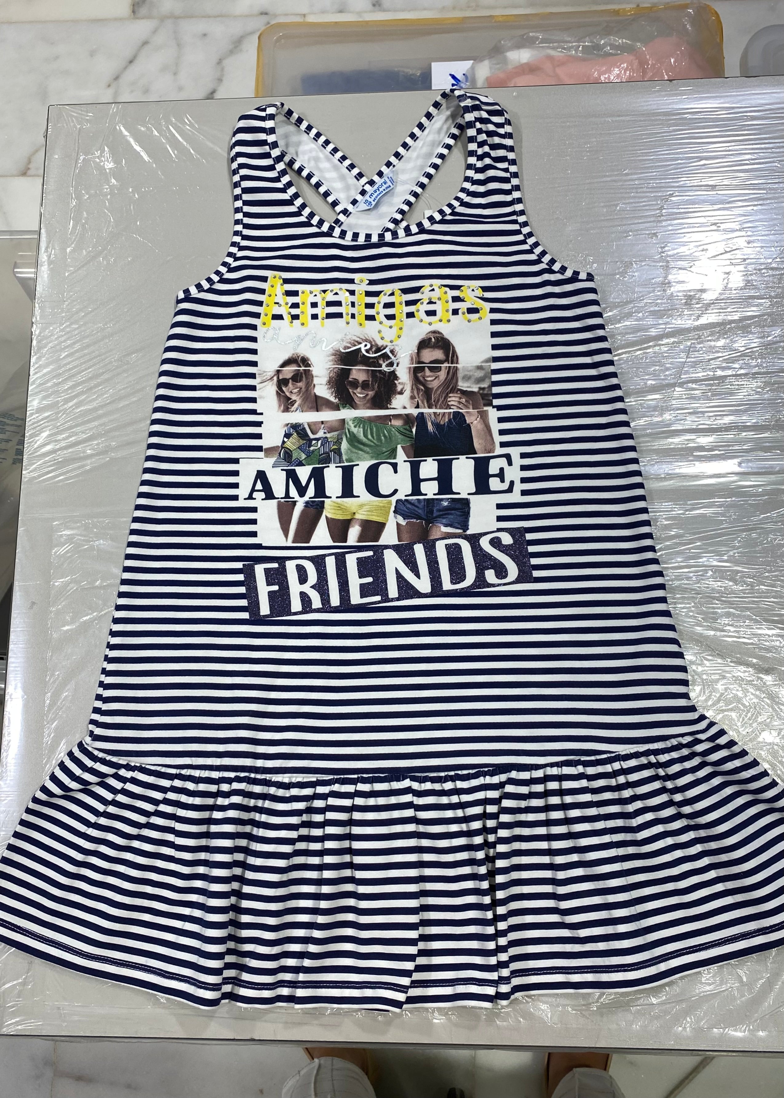 Stripe and Patterned Swimsuit with Cover-Up Dress