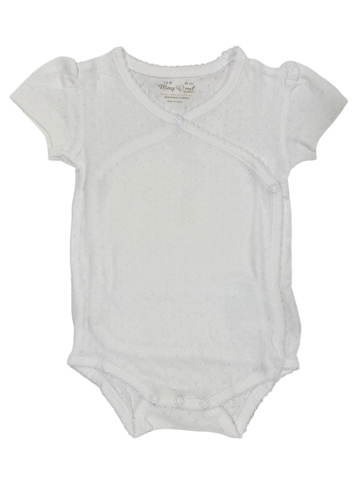 White Micro Holes Bodysuit Baby Girl White Bodyvest