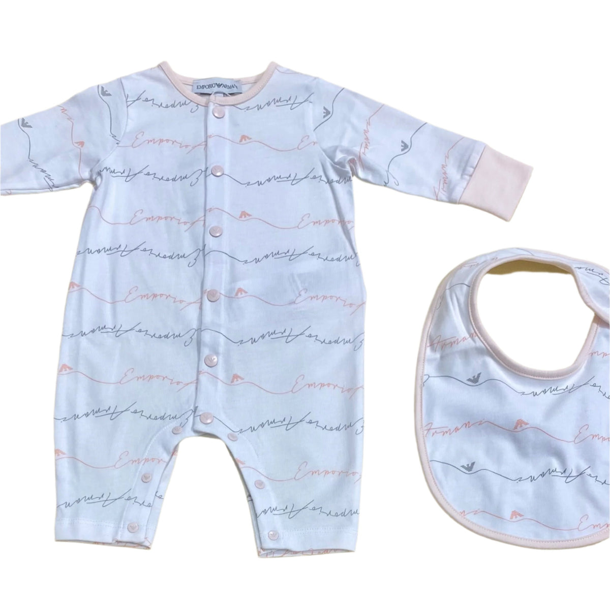 Emporio Armani Signature Romper and Bib Set