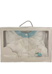 Blue Little Girl Flower Basket Embroidery Romper