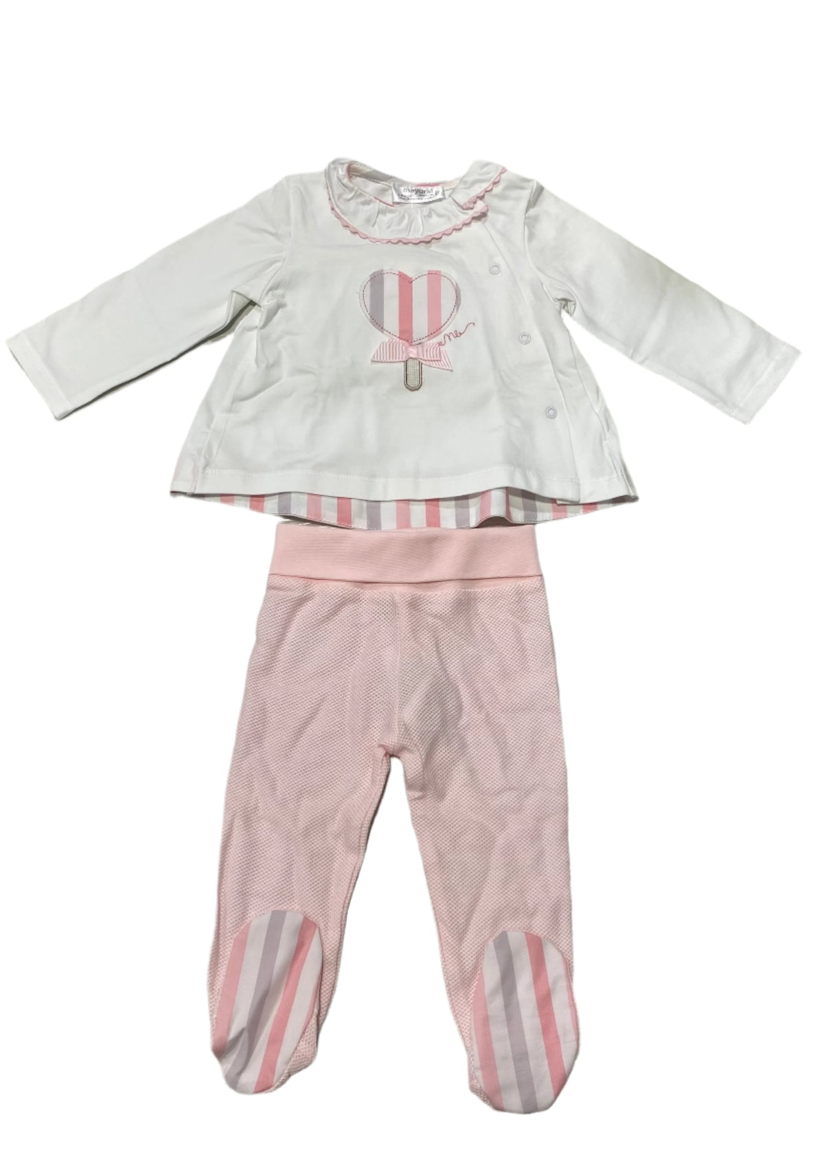 Embroidered Stripe Heart Lolly Top and Pants Set