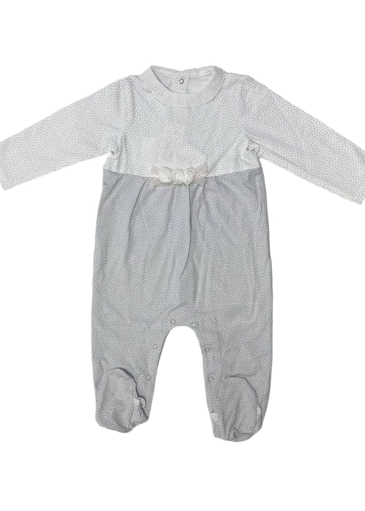 White and Gray Mini Polka Romper