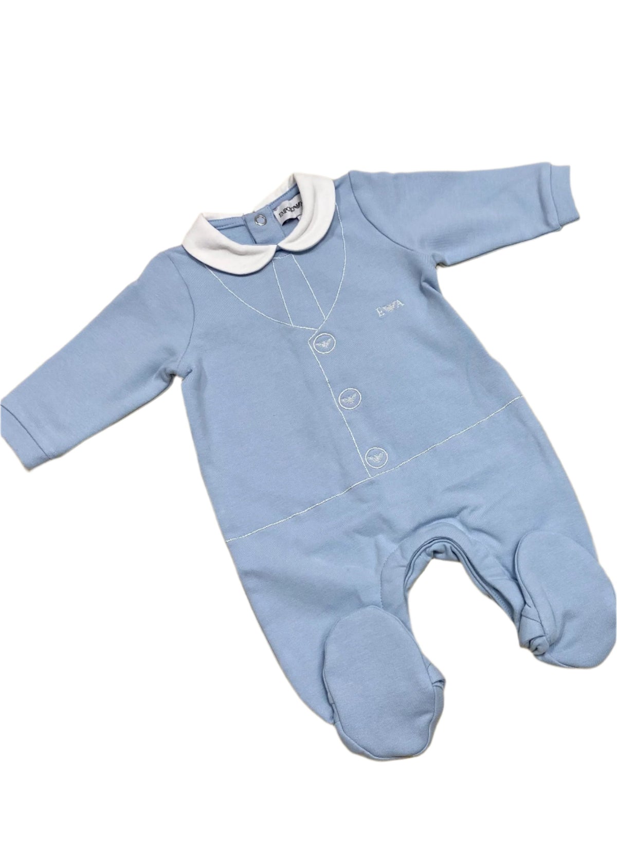 Embroidered Necktie and Vest Romper Suit