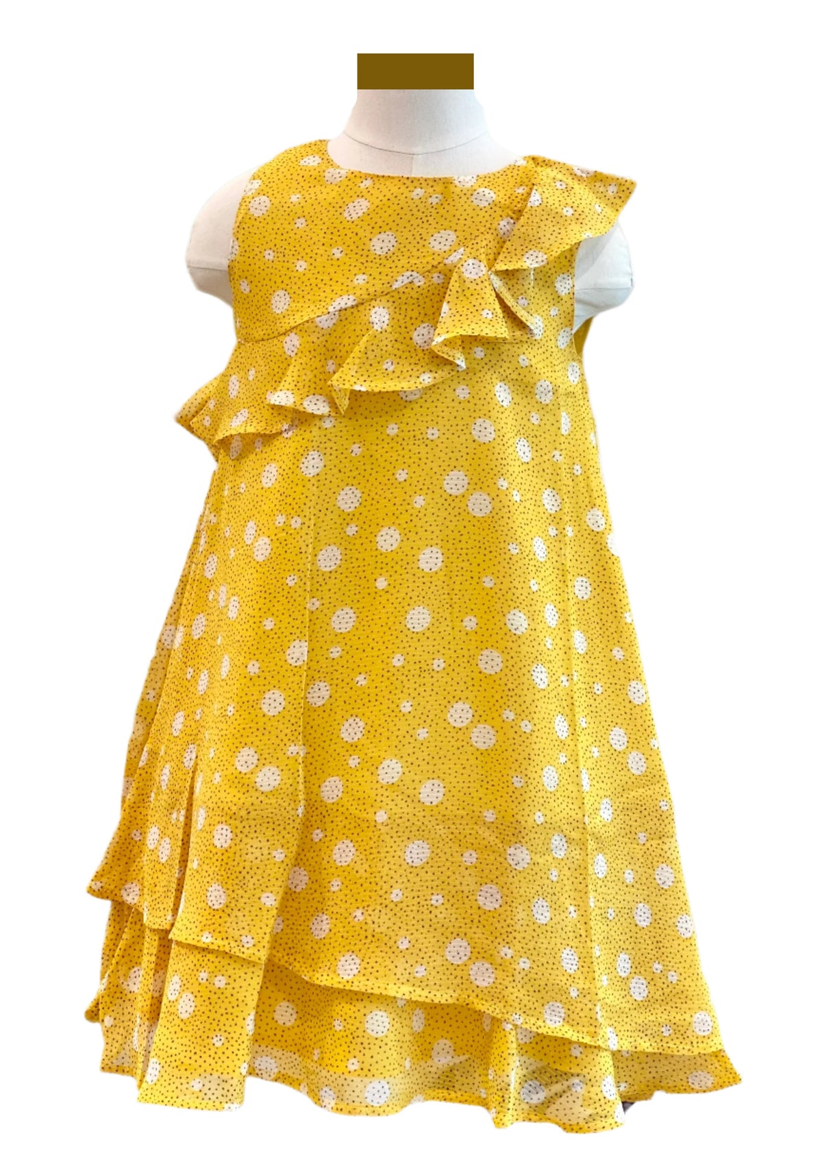 Yellow Polka Dots Layered Dress