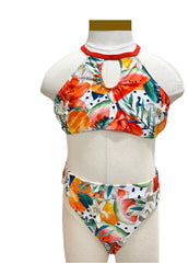 Orange-Watermelon Three-Piece Swimsuit Set