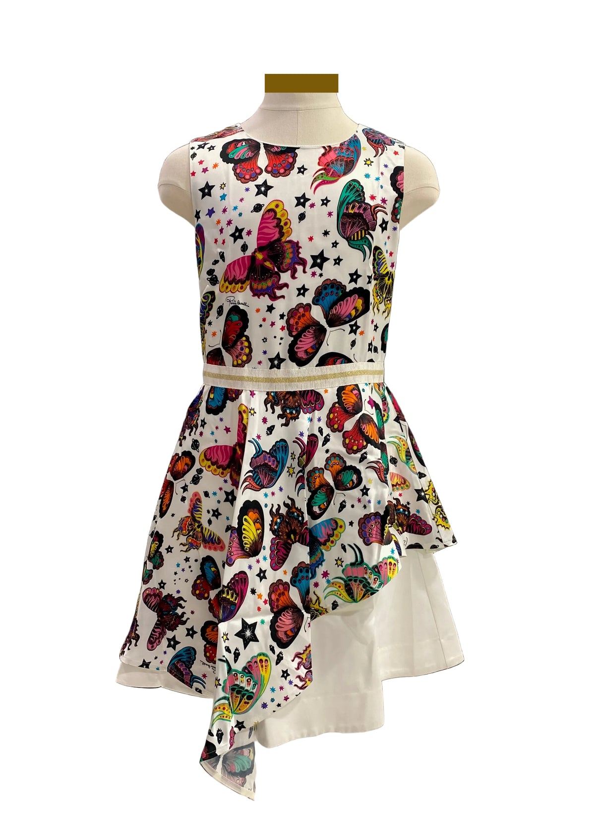 Roberto Cavalli Satin Butterfly Assymetric Dress