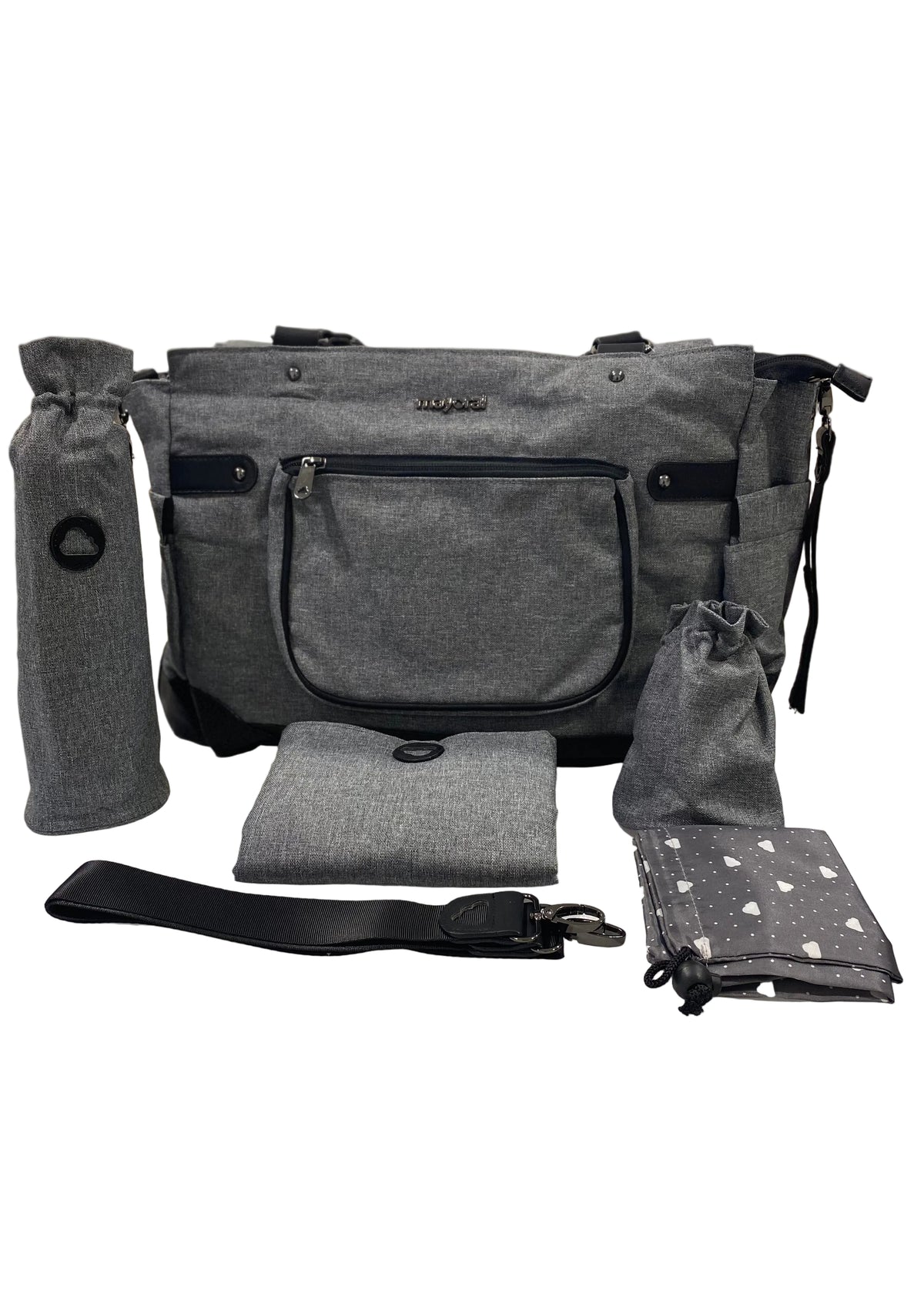 Mayoral Black Gray Diaper Bag Set