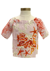Pink Sea Creatures Baroque Print Blouse