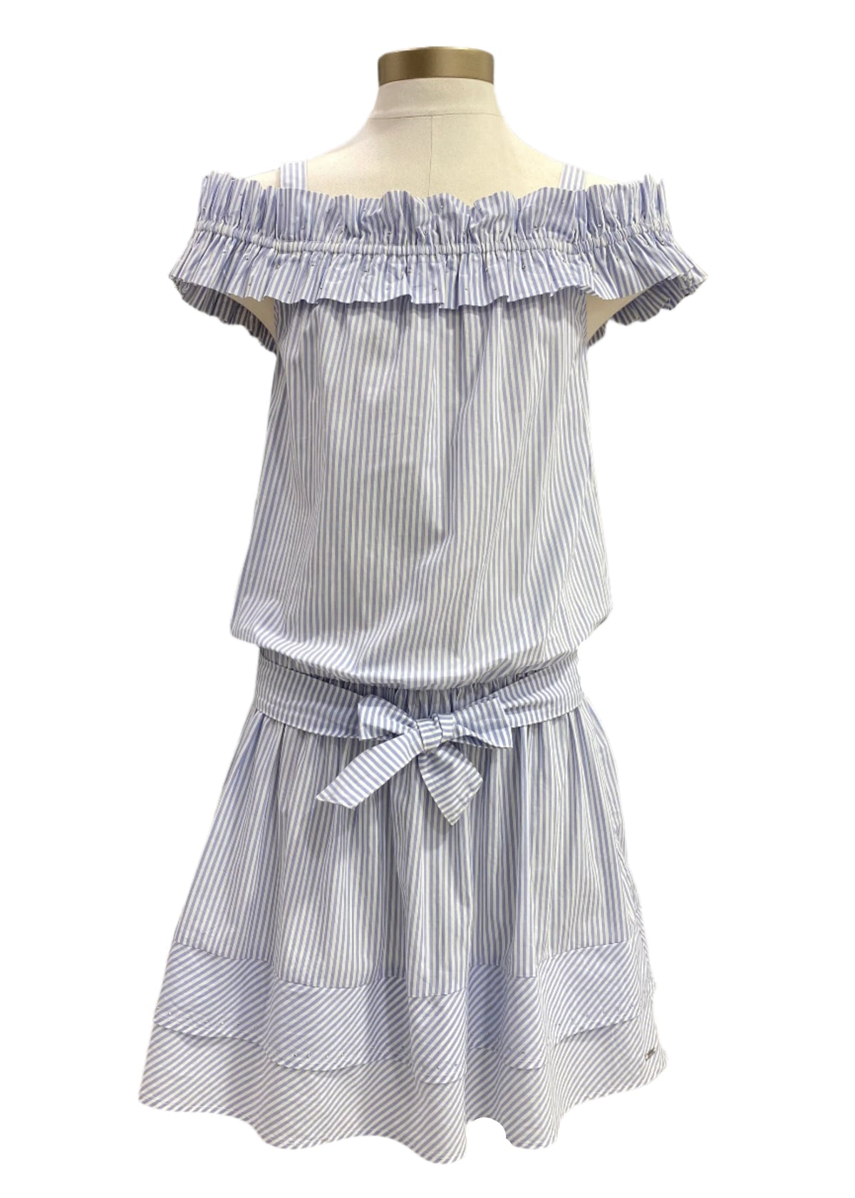 Vertical Stripes Off Shoulder Dress