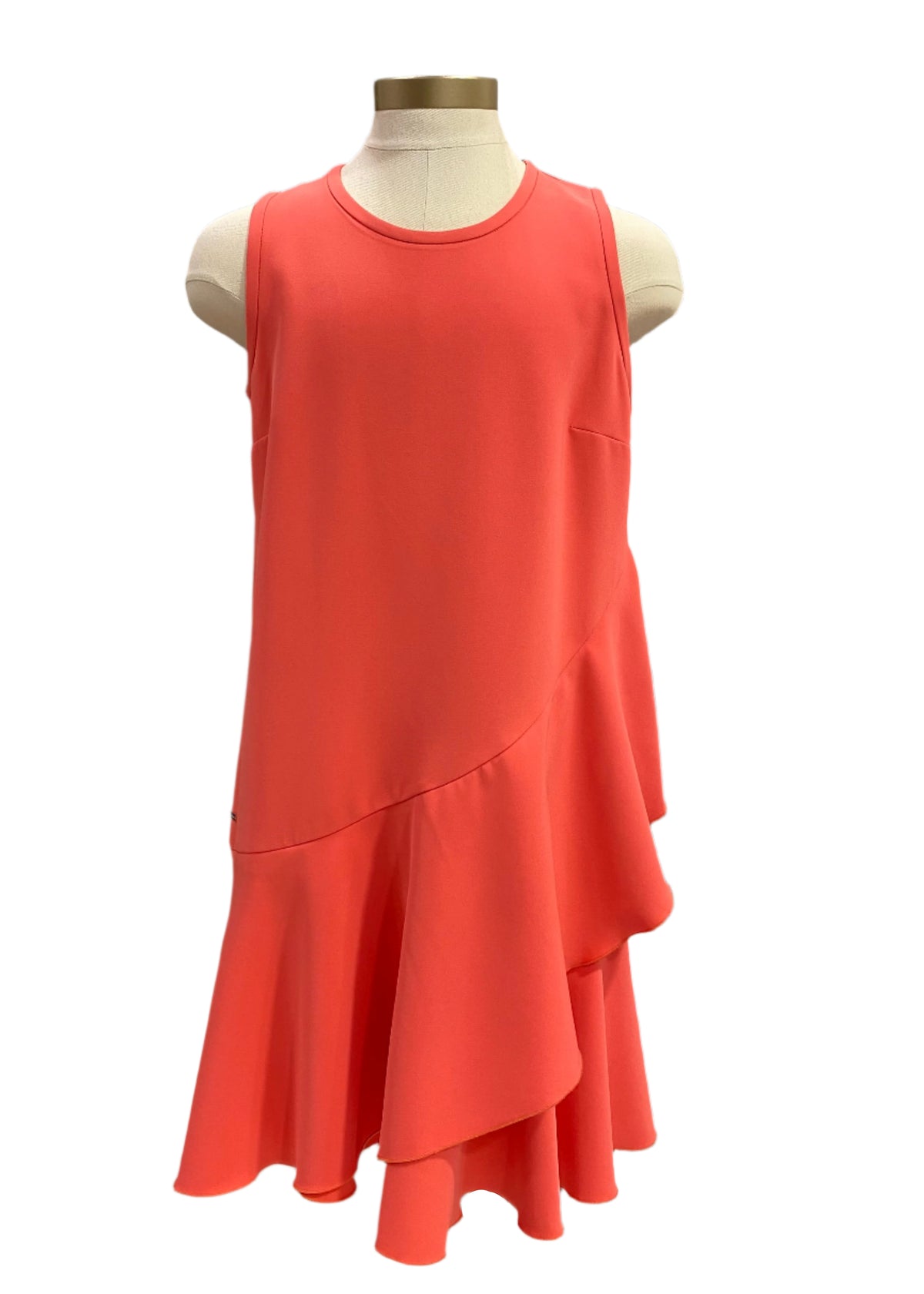 Coral Ruffled Layered Dress