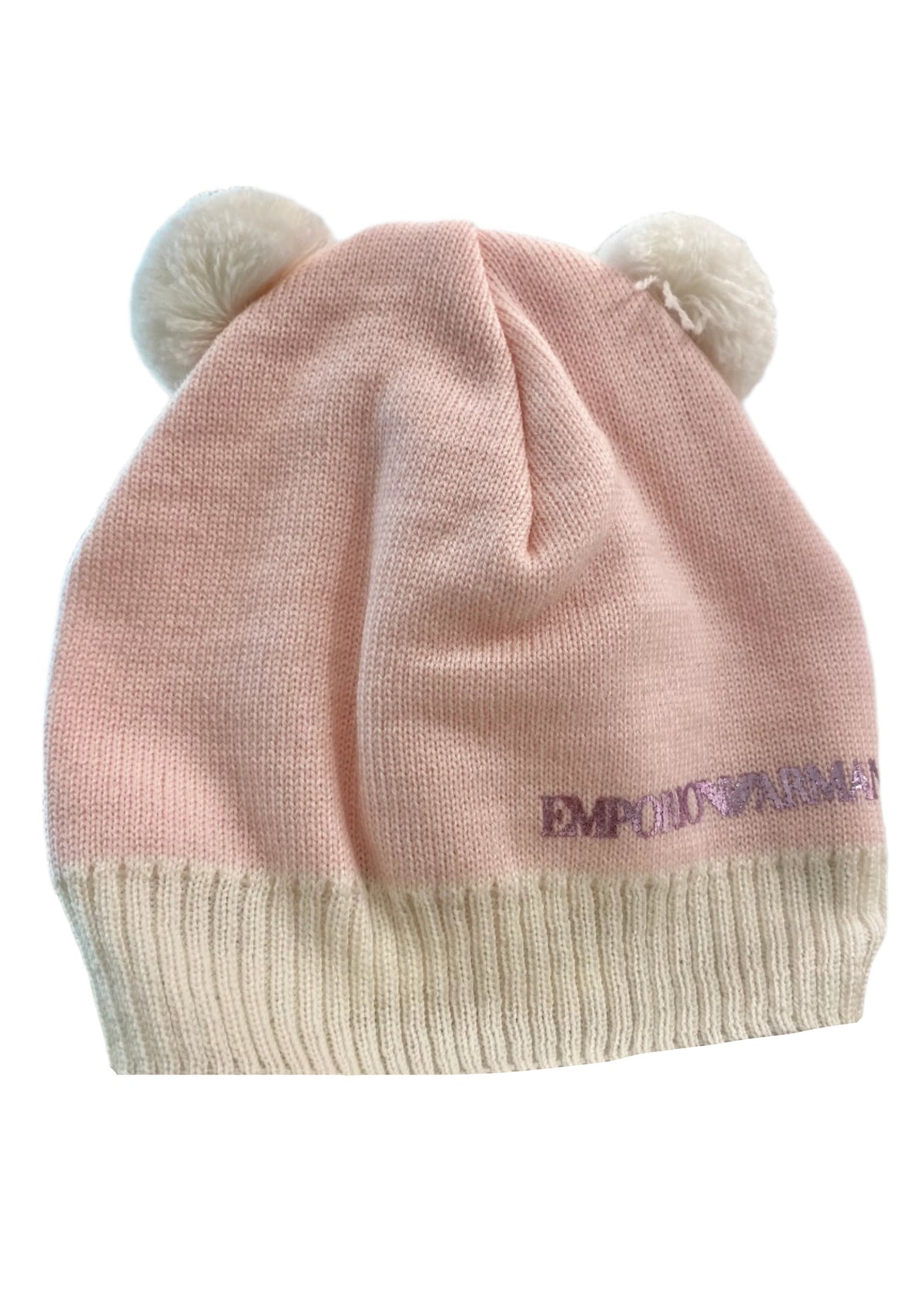 Glossy Print 'Emporio Armani' Knitted Beanie Hat