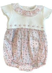 Knitted Flower with Frills Neckline Romper Suit