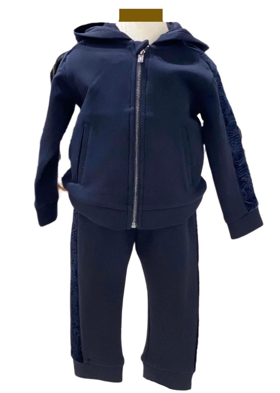 Navy Blue Armani Label Strap Tracksuit Set