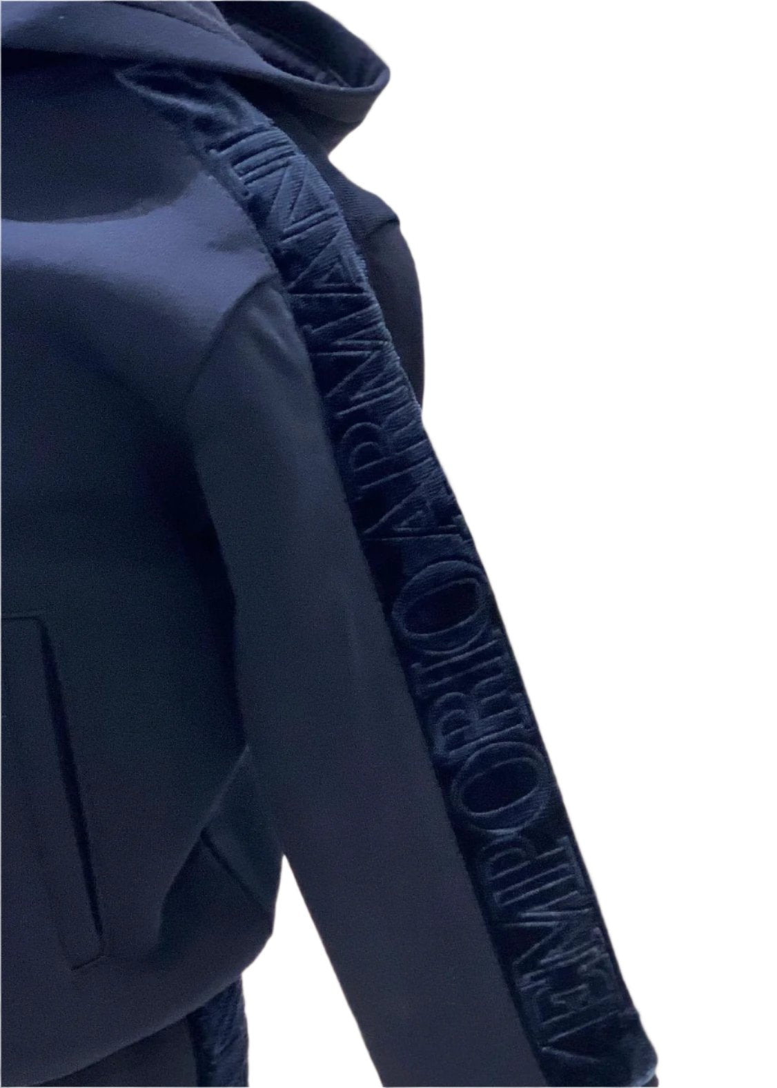 Navy Blue Armani Label Strap Tracksuit Set