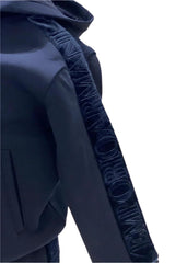 Navy Blue Armani Label Strap Tracksuit Set