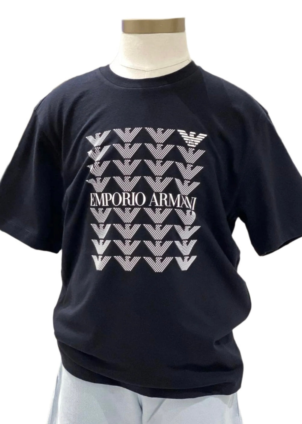 'Emporio Armani' Eagle Logo in Rubber Print Cotton T-Shirt