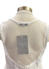 White Blue Mesh Fabric Back with Denim Skirt Set