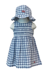 Gingham Print Dress and Hat Set