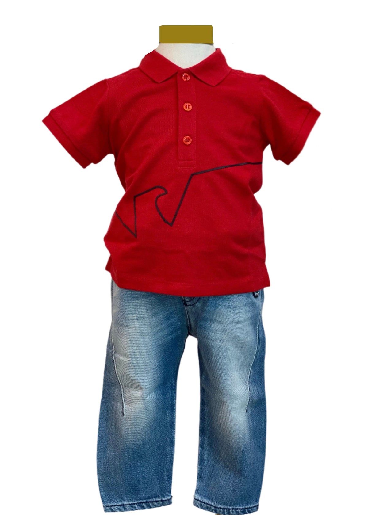 Eagle Logo Pique Polo Shirt and Pants Set