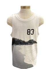 White Black Shore Print Sleeveless T-Shirt