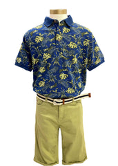 Green Blue Tropical Theme Design Top and Shorts Set