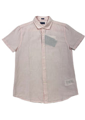 Gray Pink Plain Linen and Washed-Off Jeans Top and Trouser Set